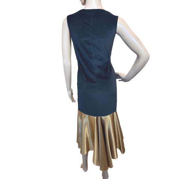 Vintage Roaring 20's Flapper Great Gatsby Black Velvet Gold Dress SZ XS Cosplay - Picture 5 of 16